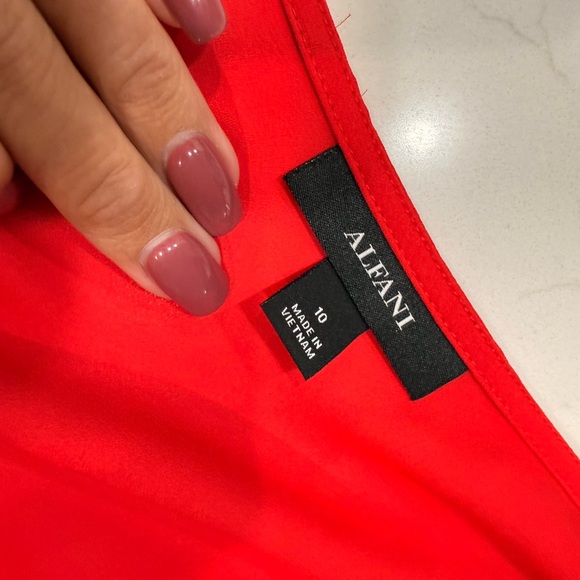 Alfani Red V-Neck Layered Bell-Sleeve Blouse - Picture 5 of 8